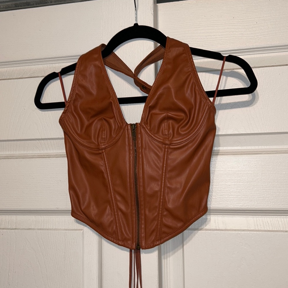 Leather corset halter tank